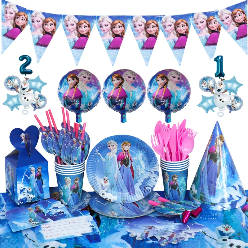 Snow Queen Birthday Usa E Getta Disney Frozen Anna Elsa Party Decoration Set Usa E Getta Kid Plate Cup Party Supplies Baby Shower