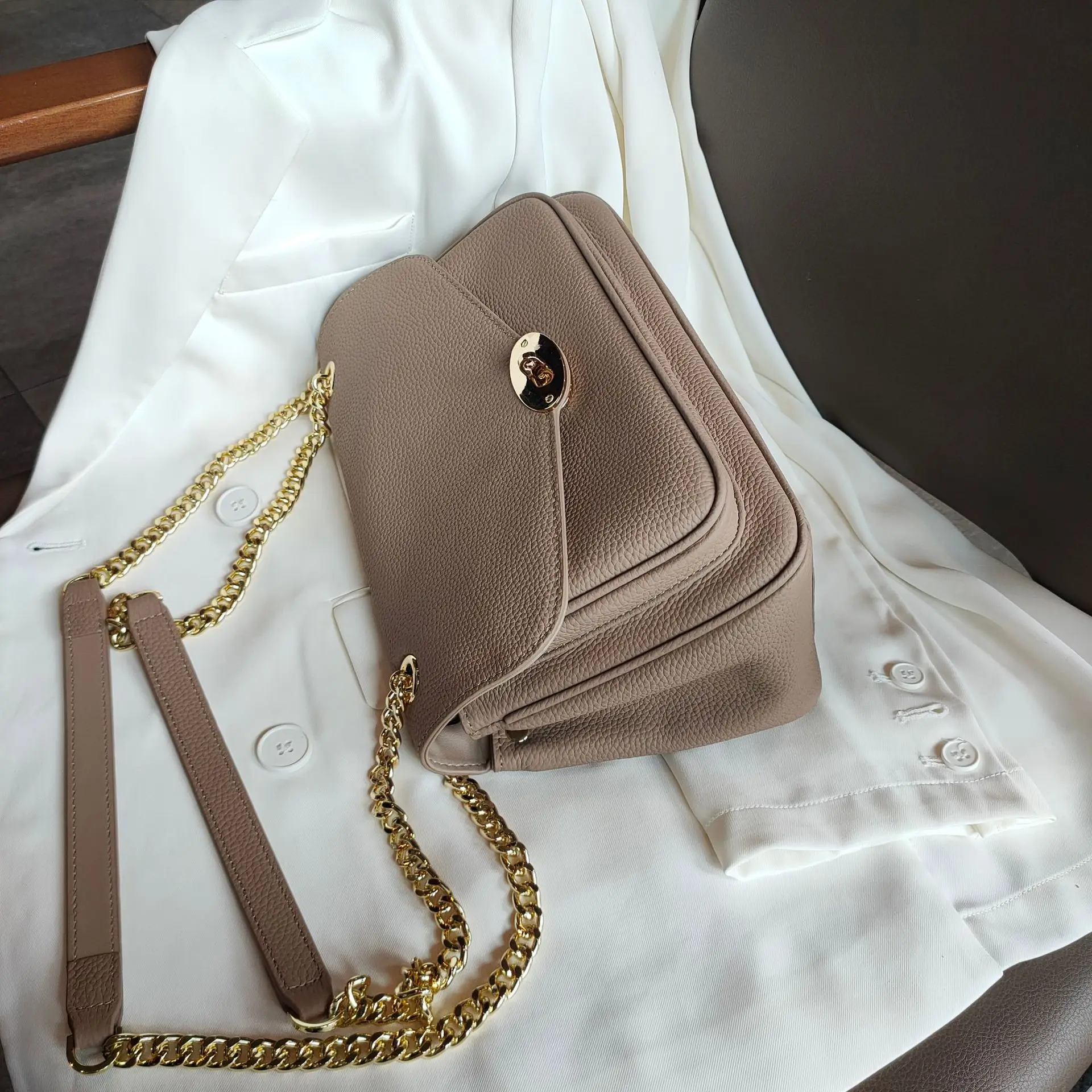 Borsa A Tracolla Donna LA FESTIN In Pelle Scamosciata Con Catena - Elegante, Spaziosa, Tracolla Regolabile - Colore Denim Blue, Perfetta Per Lavoro, Shopping E Serate - 5