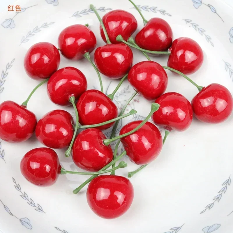 Artificial Fruits and Vegetables 50Pcs Pack Artificial Lifelike Simulation Small Red Black Cherries Fake Fruit Model Home House Kitchen Party Decoration Desk