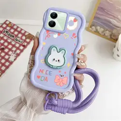 Lucky Day Phone Case Set with Lanyard & Rabbit Stand for Realme P1 Pro (PURPLE)