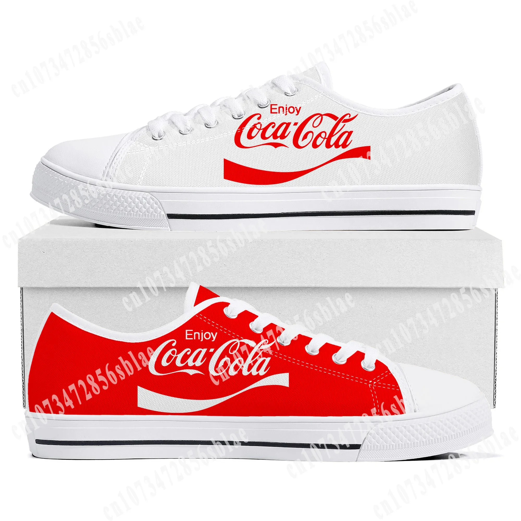 

Coca Low Top Sneakers Mens Womens Teenager High Quality Sneaker Cola Canvas Casual Custom Made Shoes Couple Customize Shoe White
