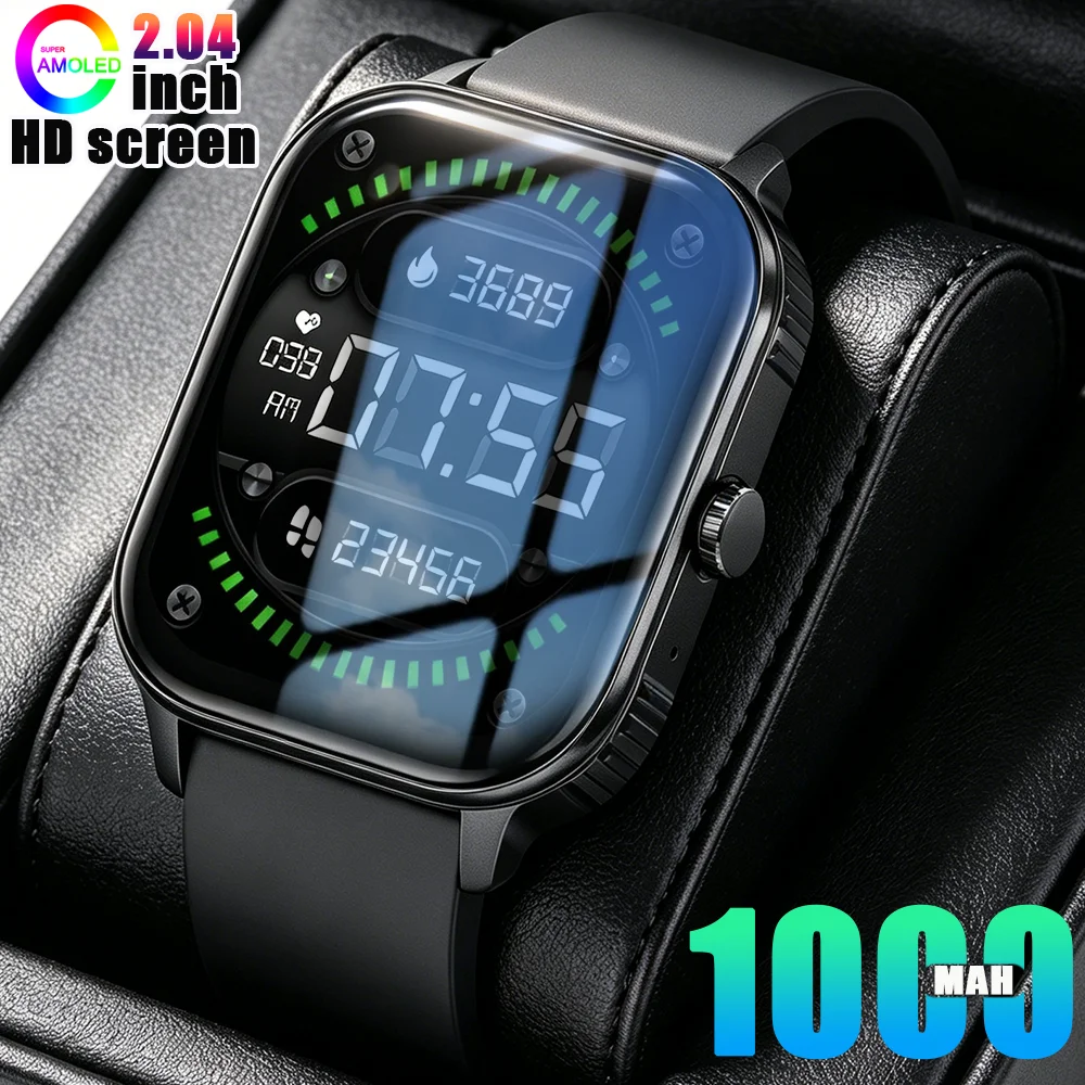 2026 New Smartwatch 1000MAH Large battery 2.04''HD screen GPS IP68Waterproof Bluetooth call Health monitoring Voice assistant 1