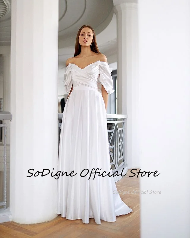 SoDigne A-line Off Shoulder Wedding Dresses V-neck Sleeveless Satin Bridal Dress Long Elegant Bridal Gown 2025 Customized 15 Sb35d209fd4d844b692760d2e69dd4fbbJ