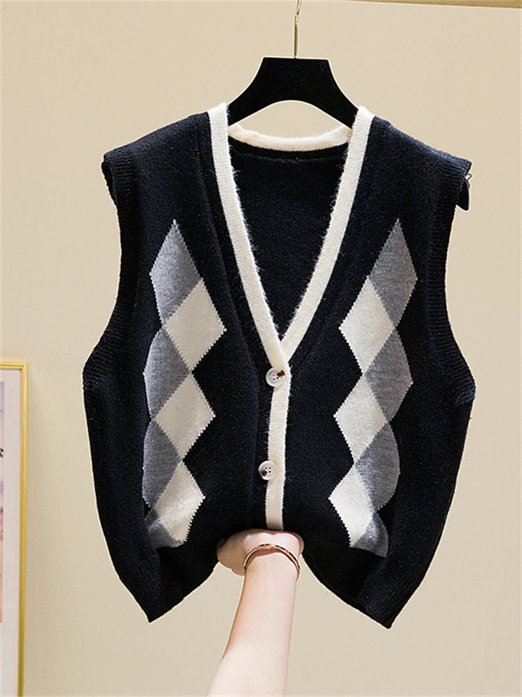 Winter Women Knitted Vest Sweater Oversize Girls Sweater Woman Cashmere Tops Sleeveless Tank Pullover Fall Maxi Vintage Y2k