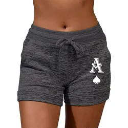 Women's Summer Casual Elastic - Waist Beach Shorts - S (DarkGrey)