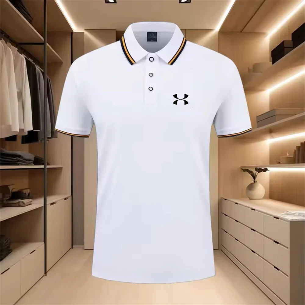 Sportmarken-Kurzarm-Poloshirt Herren Sommer Trend gestreift heiß begehrt Business Casual Golf T-Shirt