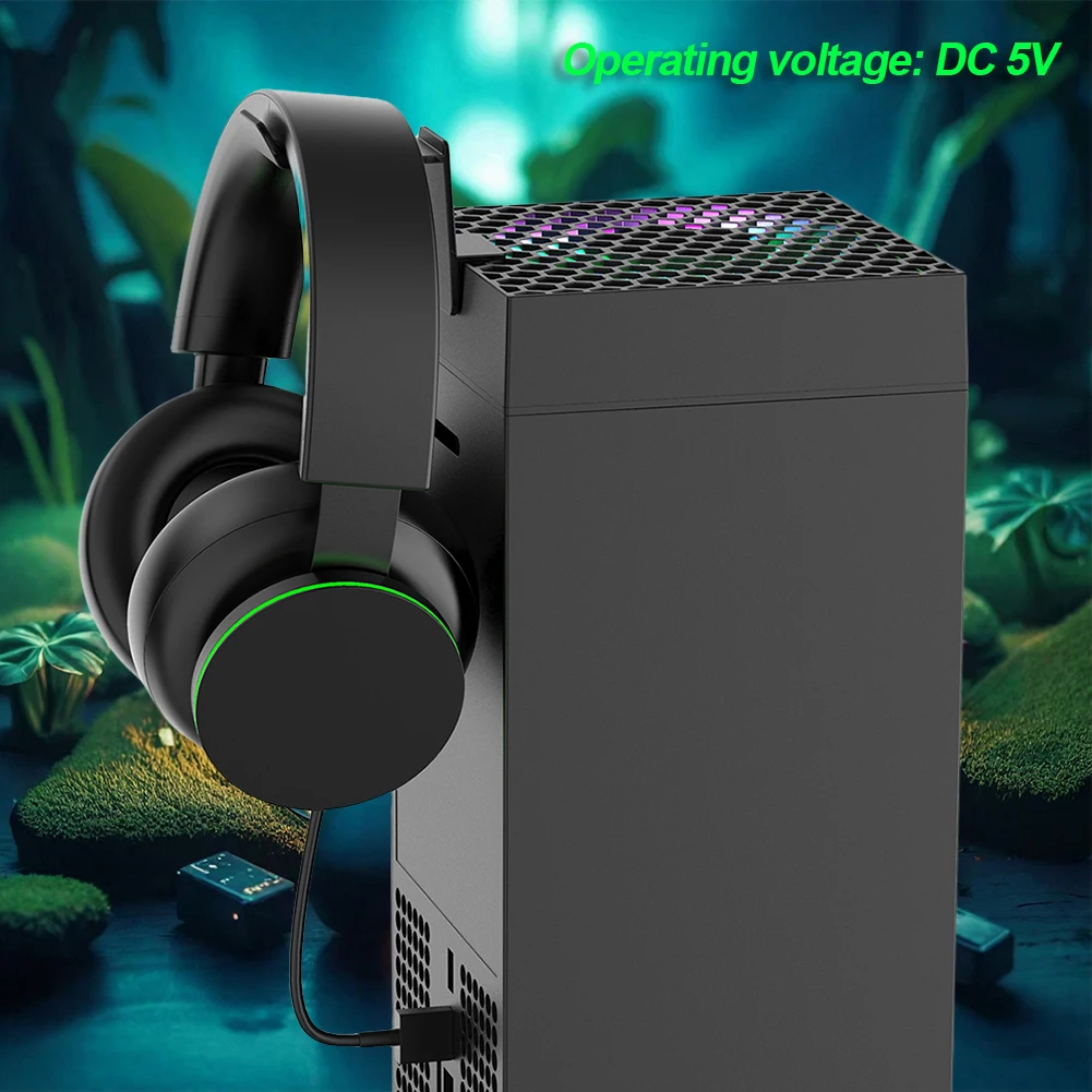 RGB 탑 쿨러 선풍기, 3 단계 속도 조절 가능, 선풍기 냉각 시스템, 헤드셋 홀더 포함, Xbox 시리즈 X 호스트 방열 선풍기