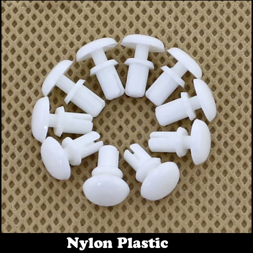 

100pcs R5095 5.1mm Diameter Hole White Black Nylon Plastic Insulating Fastener Retainer Cover PC Board Clip R Type Push Rivet