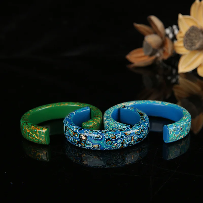 Ethnic Style Intangible Cultural Heritage Handmade Chinese Lacquer Open Bracelet for Women Chinoiserie Jewelry Party Gift