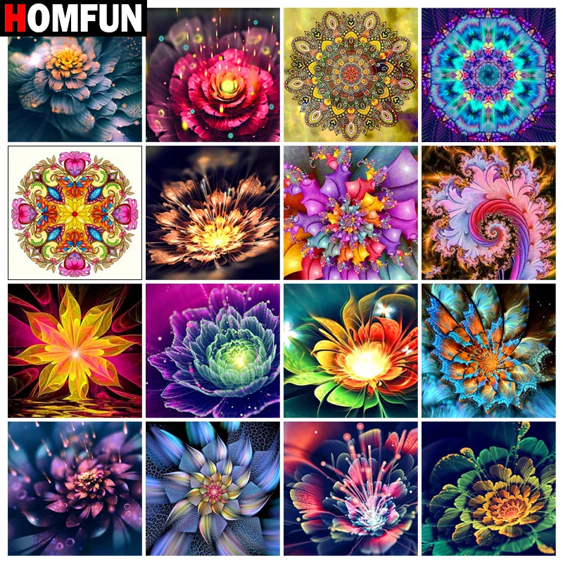 HOMFUN Diy 5d Diamond Painting Mandala view  Cross Stitch Square Round  Diamond Embroidery Handwork Rhinestone Art