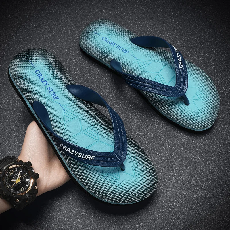 

2022 Summer Fashion Blue Massage Slippers Men Flip Flops Lightweight Casual Slides Men Non Slip Flat Beach Indoor Slipper Men