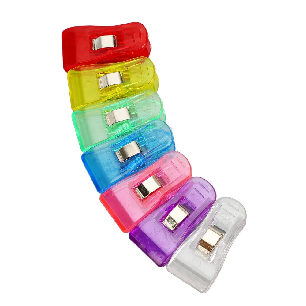 100 Pcs 플라스틱 플라스틱 클립 3.6*1.8cm 투명 다채로운 다채로운 투명 플라스틱 클립 소형 휴대용 플라스틱 빨래집게