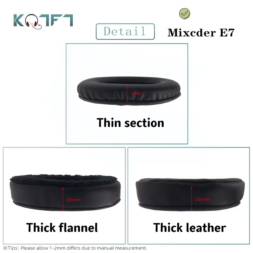 KQTFT 1 Pair of Velvet leather Replacement EarPads for Mixcder E7 Headset Earmuff Cover Cushion Cups
