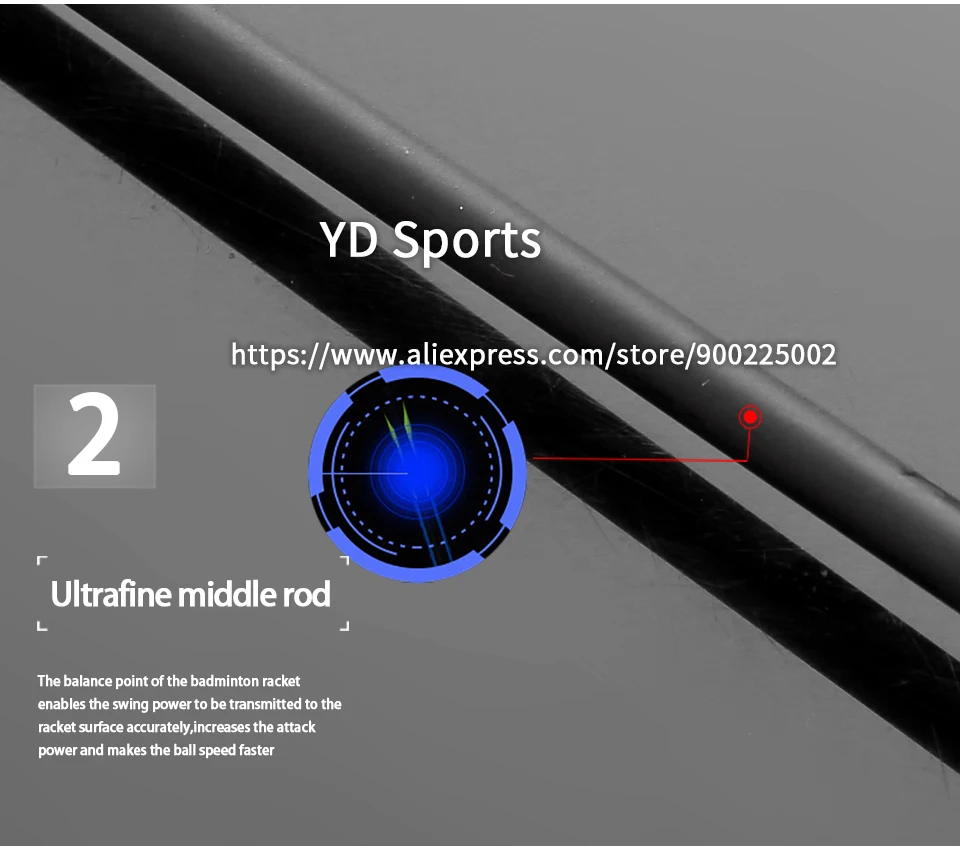 Description Picture 4 of itemCarbon Fiber Badminton Rackets 4U Professional Offensive Type Rackets With Bags Strings 22-30LBS Racquet Speed Sports