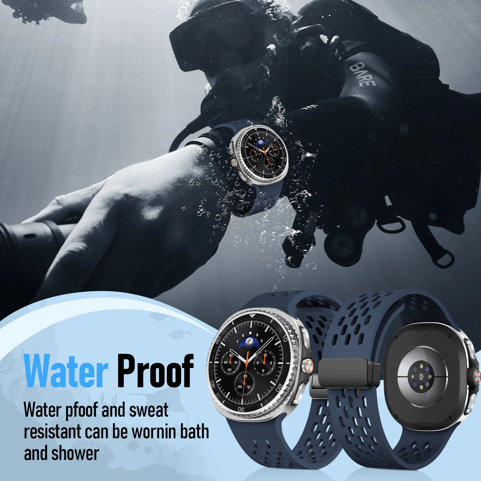 Magnetic Sport Band, Breathable Silicone Bracelet Strap