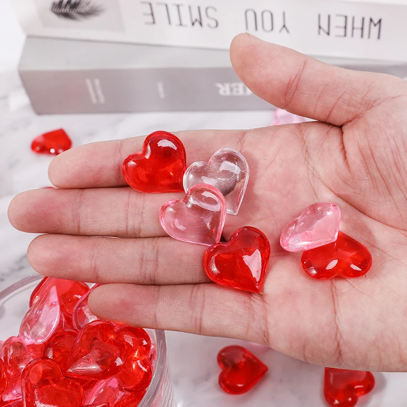 10/30/50 Stück rot rosa klar Acryl herzförmige Kunststoff Edelstein rote Lippen Hochzeit Valentinstag Tischdekoration Vasenfüllung – Detail 8