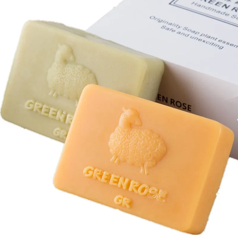 Green Rose Natural Goat Milk Soap Organic Goat Soap Facial Oil Control Moisturizing Beauty Acne Remover
