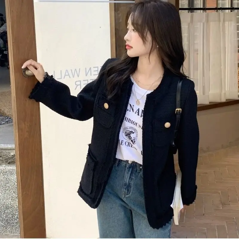 Women Temperamental Fashion Short Coat 2023 Autumn New Female Korean Style Loose Slimming Casual Versatile Pure Color Outerwear
