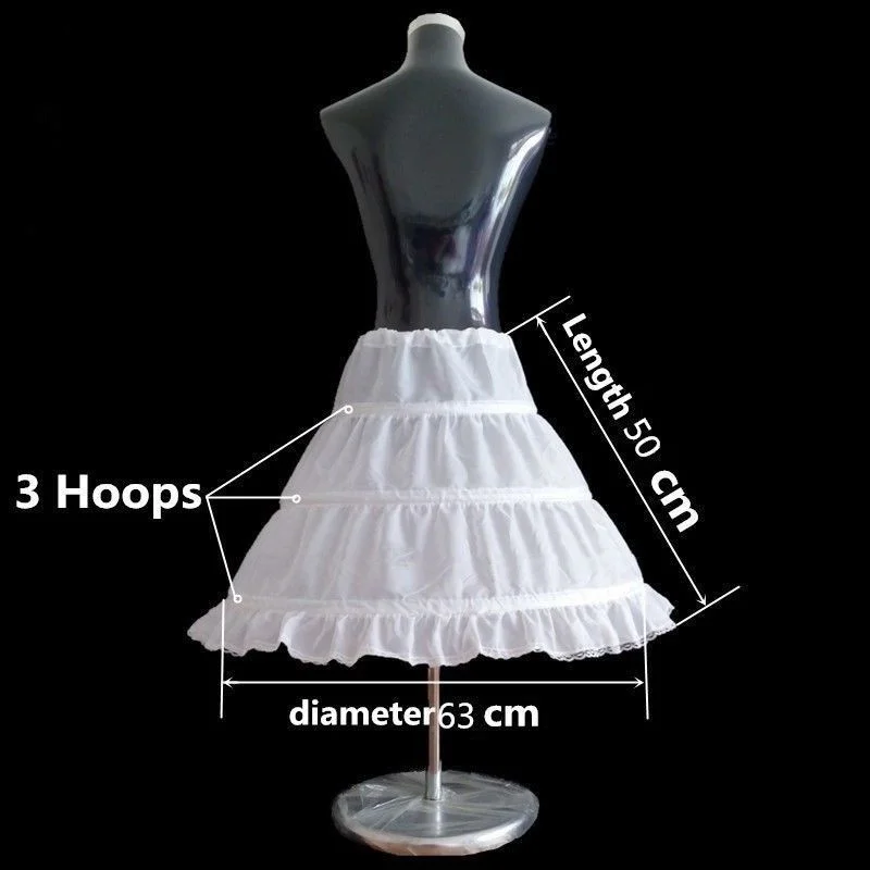 New Flower Girl 3-Hoop A-Line Crinoline Petticoat Underskirt Children Age 2-14 For Flower Girls pageant Party Dress