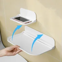Folding Wall Mounted Shelf Saving Space Foldable Storage Rack PunchFree Phone Holder Wifi Router Storage Tray Bathroom Organizer 1