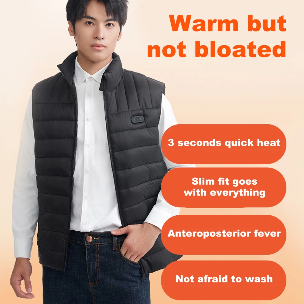 Heated Vest Electric Heating Vest Windproof 15 Areas Heated Electric Heating Gilet USB Charging Smart for Men Women