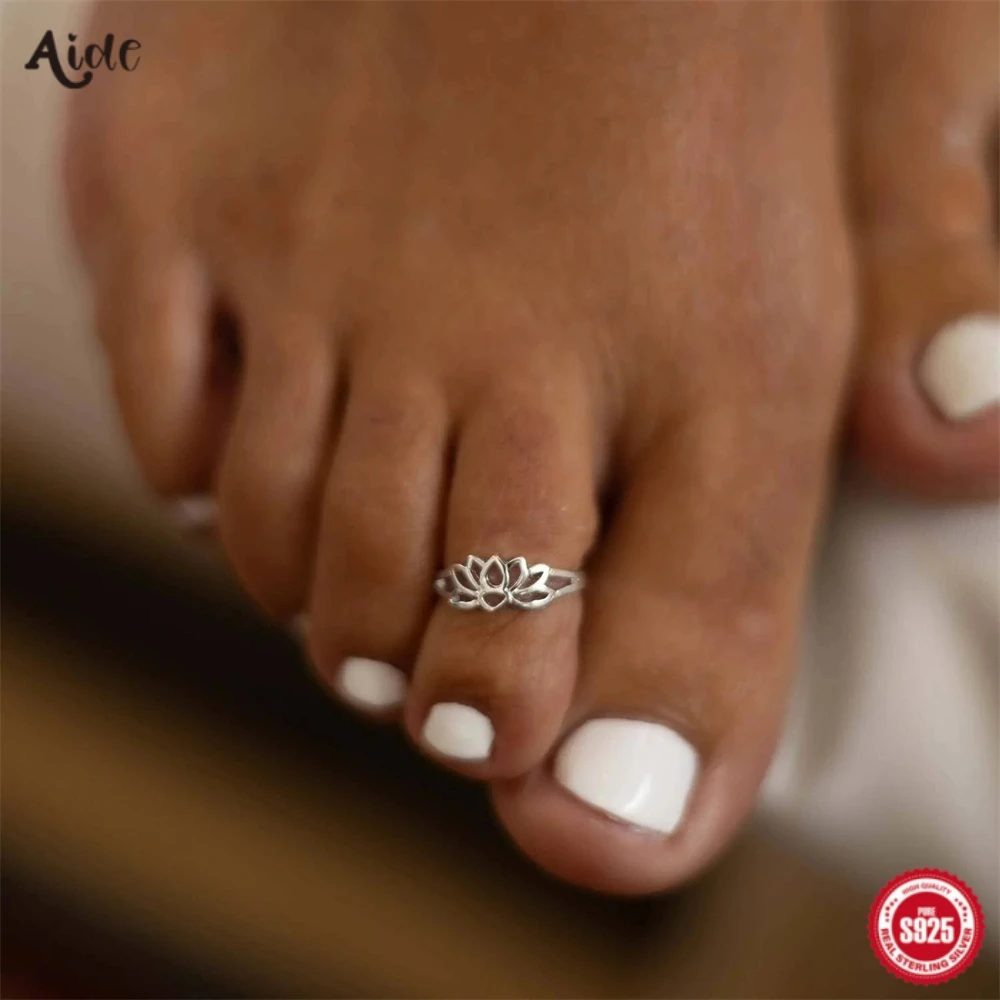 Aide 925 Sterling Silver Hollow Flower Toe Rings High Quality For Women Bohemian Summer Beach Party Minimalist Feet Jewelry Gift