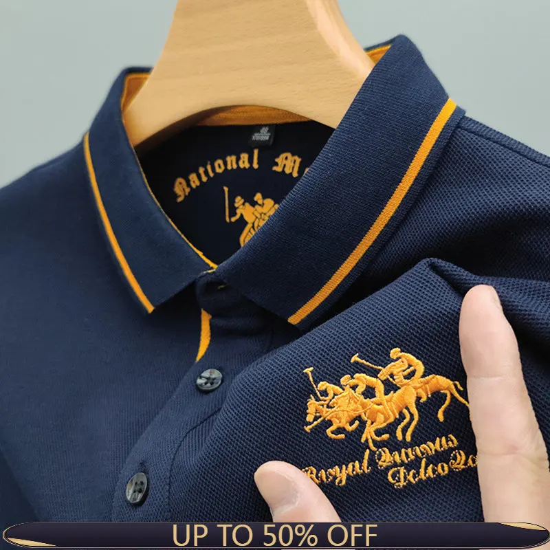 

100％ Cotton Polo Shirts 2023 Summer Embroidery T-shirt Lapel Men Clothing футболка мужская 반팔티 Ropa Hombre Fashion Clothes Polos