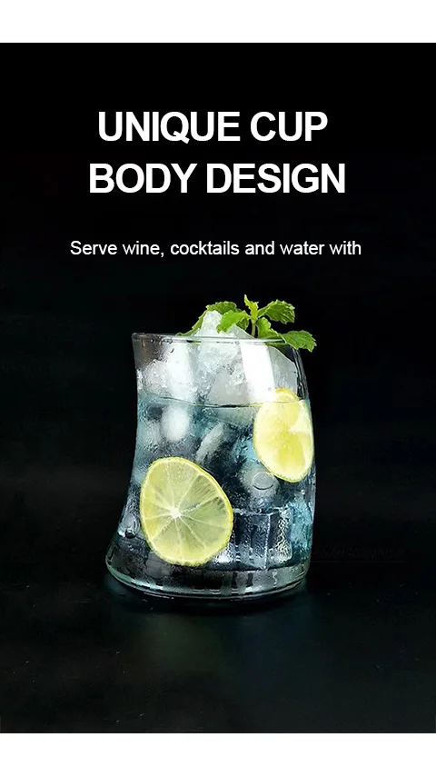 KLP ins Nordic style creative vertical pattern cup shaped glass net red Crescent Cup juice cup Mojito cocktail cup