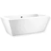71" - Modern White Freestanding Soaking Bathtub With Chrome Drain - White Rectangle Spacious Acrylic Fiberglass Bath Tub - Deep 2