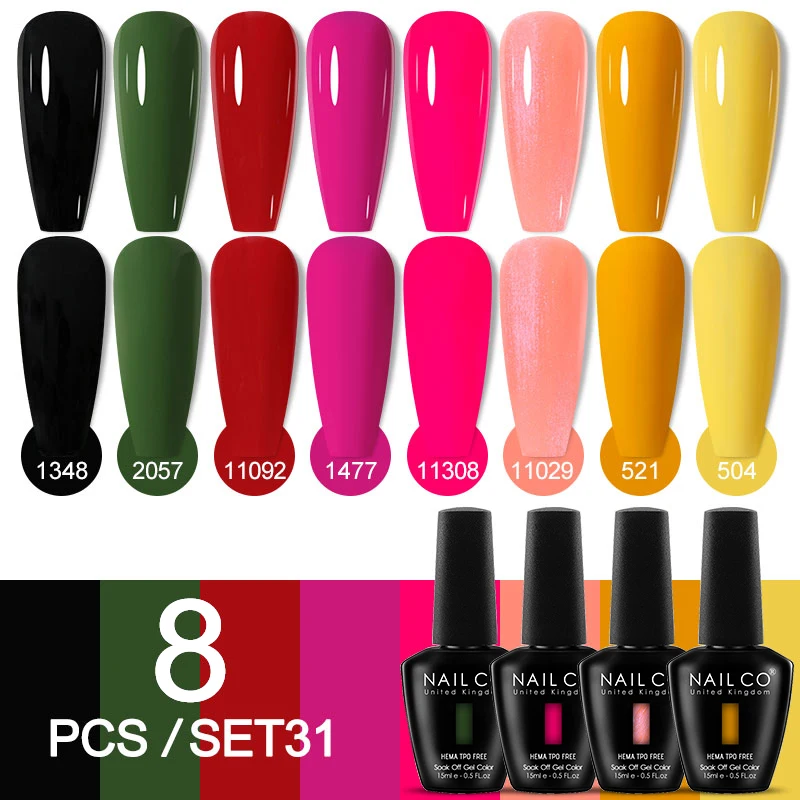 Deluxe 8-Piece Gel Nail Polish Set for Professional DIY Manicures