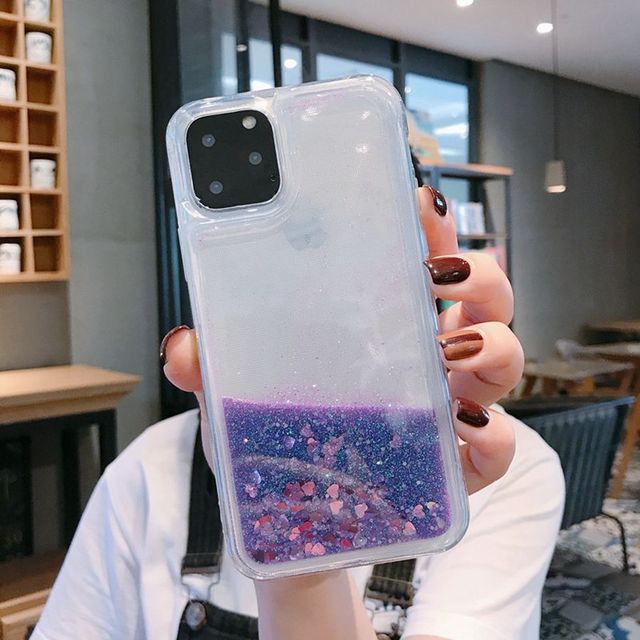 Quicksand Cover for iPhone 13 12 11 Pro Max Liquid Hard Phone Shell for iPhone 6 6S 7 8 Plus X XR XS Cute Apps Icon Case