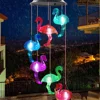 Solar Flamingo Garden Lamp Decoration Power Wind Chime Light for Home Yard Hanging Outdoor Lights 5