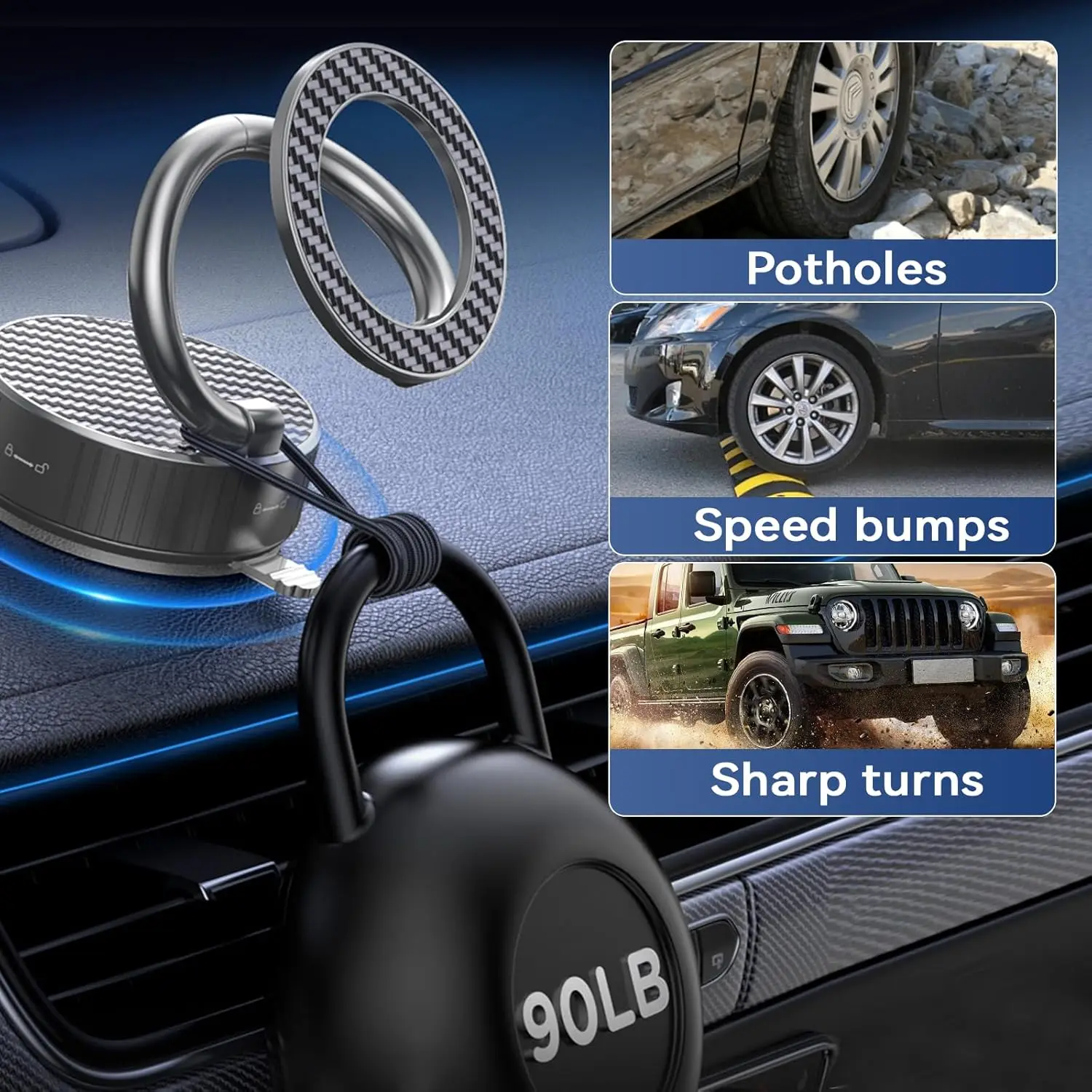 Foldable Vacuum Magnetic Phone Holder Vacuum Suction Stand for Car/Gym/Mirror/Shower For Magsafe iPhone 16~12 Pro Max Samsung