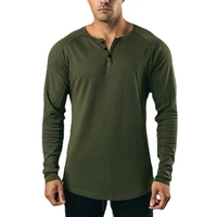 Plain Mens Casual Hip Hop Tops Slim Fit Long Sleeve V-neck T-Shirt Gym Bodybuilding Sport Cotton Shirts Fitness Muscle Clothing 1