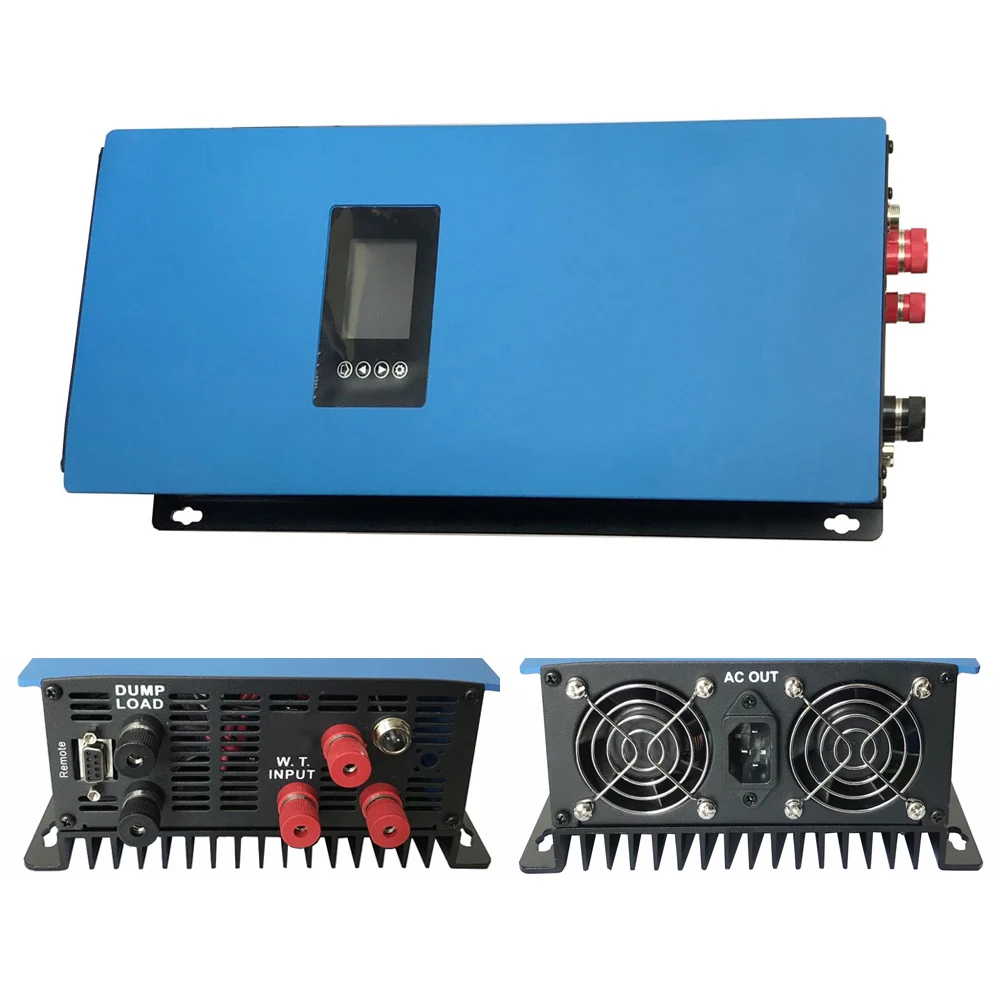 MPPT Pure Sine Wave Grid Tie Inverter com LCD e Dump Load Resistor para 3Phase AC Wind Turbine, 22-65, 45-90V para AC230V