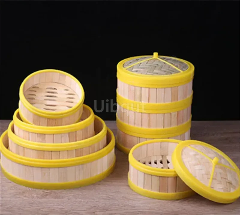 Steamer Basket Bamboo Wooden Kitchen Cookware Fish Rice Dim Sum