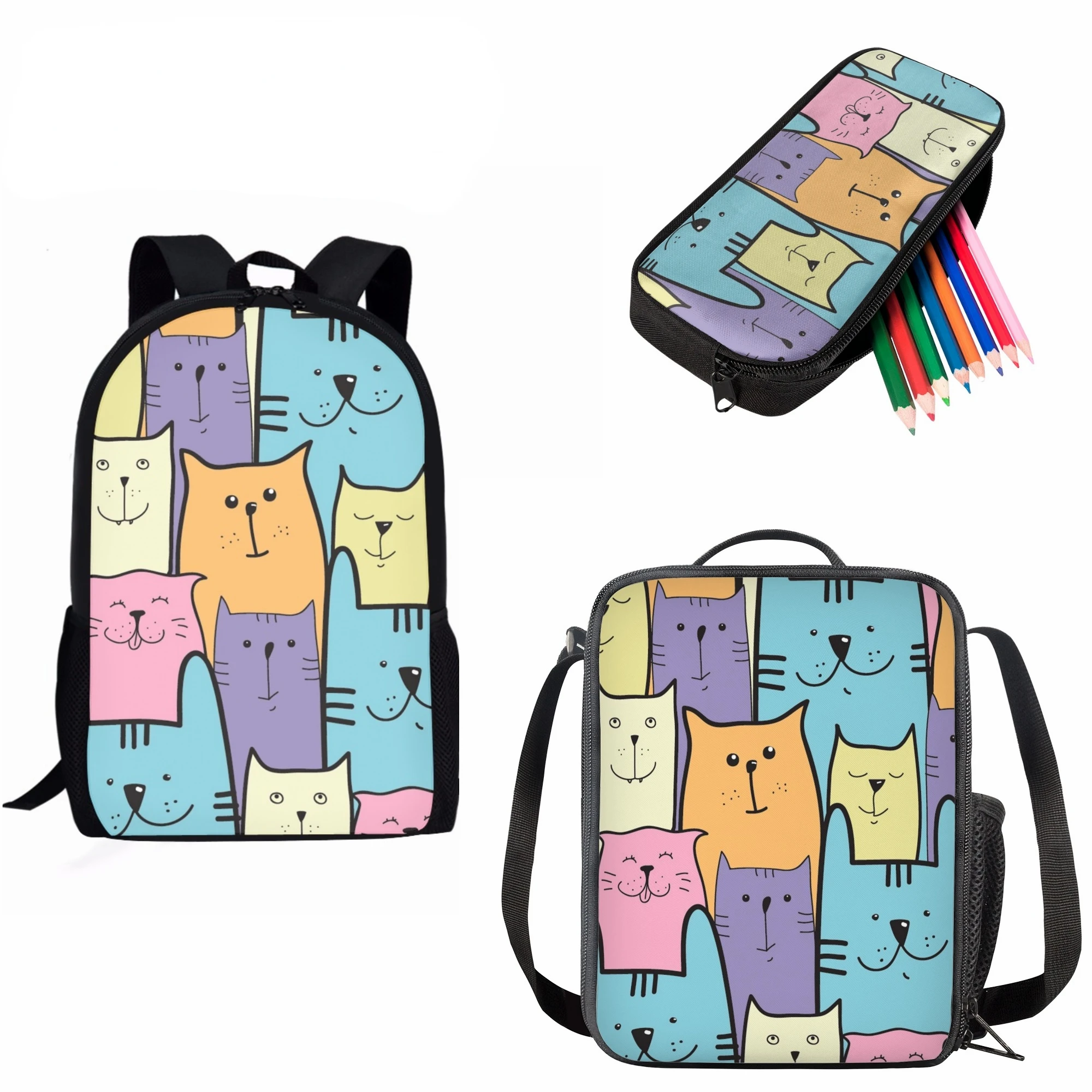 

Custom Girls Kawaii Book Backpack Cartoon Cat Print Adjustable School Bag Girls Big Capacity School Schoolbag 2022 Mochila