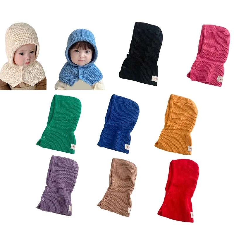 

Детская вязаная шаль, шапка, защитная теплая шапка для ушей, универсальный шарф, шапка, зимние шапочки