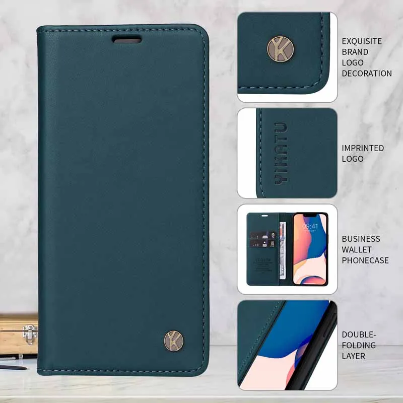 Leather Flip Cover with Strong Magnetic Closure - Business Wallet Case