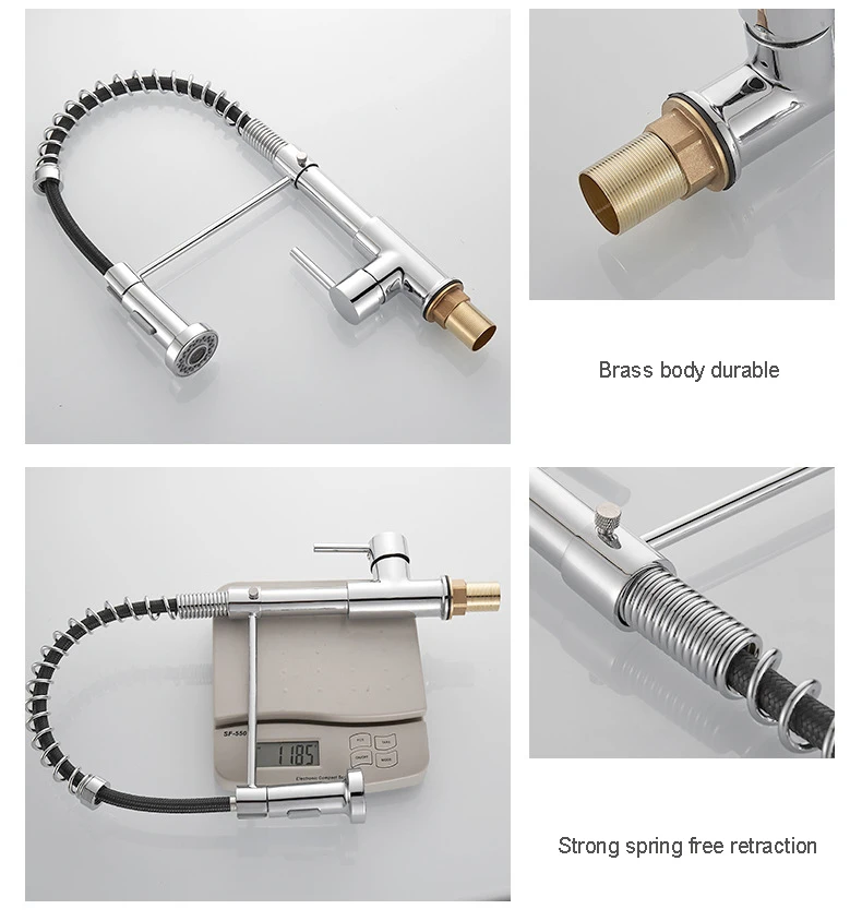 Pulling Kitchen Sink Faucets Dual Outlet Washing Basin Mixer Taps