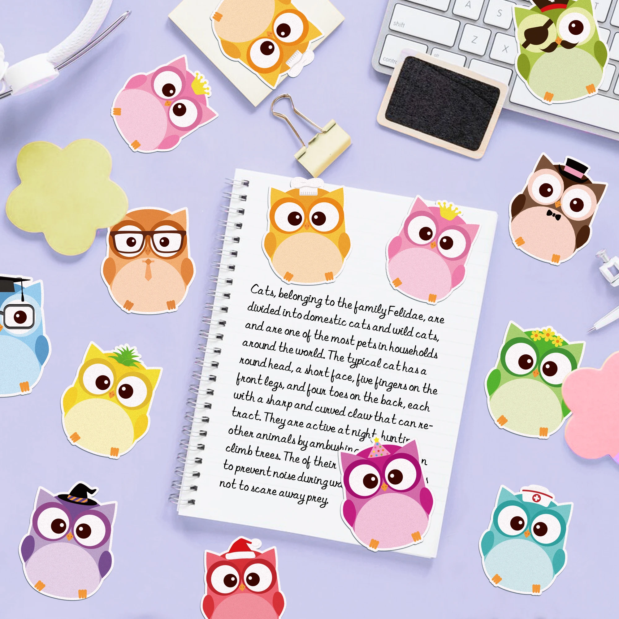 240 Pages Cartoon Animal owl Memo Pads Set Sticky Notes Stationery Label Notepad Self-Adhesive Memo Book For School Office 6
