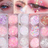 6Jar/set Eyeshadow Glitter Gel Palette Glossy Shiny Heart Star Hexagon Glitter Sequin DIY Face Body Eyes Makeup Sequin Decoratio 1