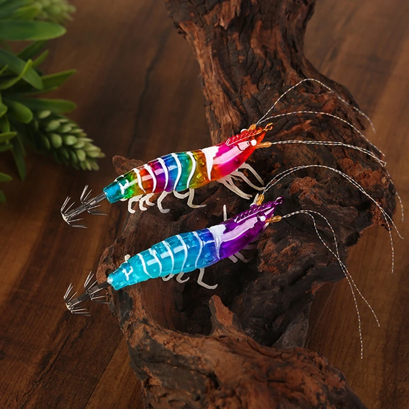 1/5pcs Shrimp Squid Jig Fishing Bait Luminous Cuttlefish Horizontal Slow Sinking Lure Wood Shrimp Octopus Egi Bait쭈꾸미 에기