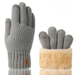 Men's Thermal Touchscreen Full Finger Winter Gloves - Fleece-Lined Knitted Design (Light Gray)