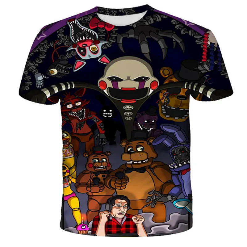 2022 Summer New 3D freddy Print T Shirts kids Tops Clothes Kids Cartoon Clothes Casual Comfortable five night freddy kids Tee harry potter t shirt