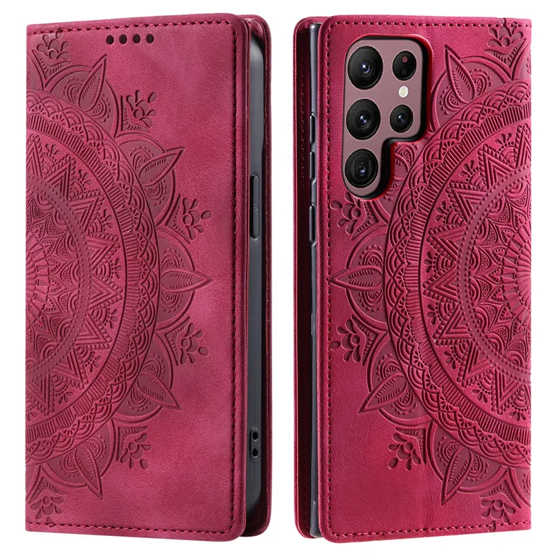 Luxurious Leather Flip Cover Wallet with Totem Design