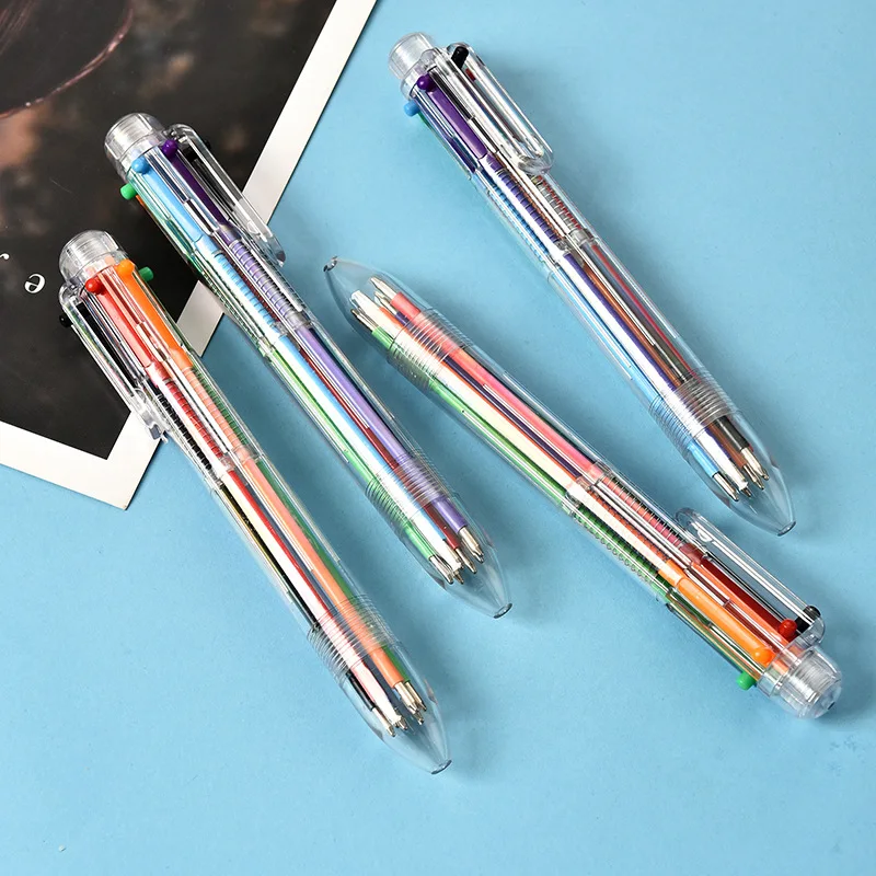 50 Pack 0.5mm 6-in-1 Multicolor Ballpoint Pen 6-Color Retractable Ballpoint Pens Office School Supplies Students Children Gift
