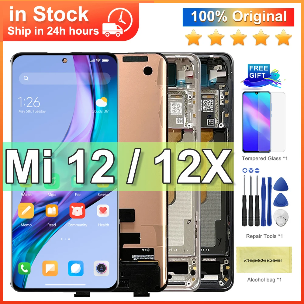 

Original 6.28'' LCD for Xiaomi 12 Mi 12 Touch Screen Mi12 2201123G, 2201123C Display Assembly Mi 12X Mi12X 2112123AC 2112123AG