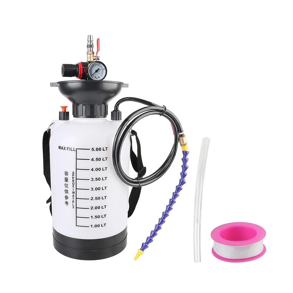5L Pumpe Ölwechsel Auto Kraftstoff Füllung Bremsflüssigkeit Tanken Hochdruckmanometer 150PSI 1/4" Adapter Pneumatische Ölpumpe Garage Werkzeug – Detail 2