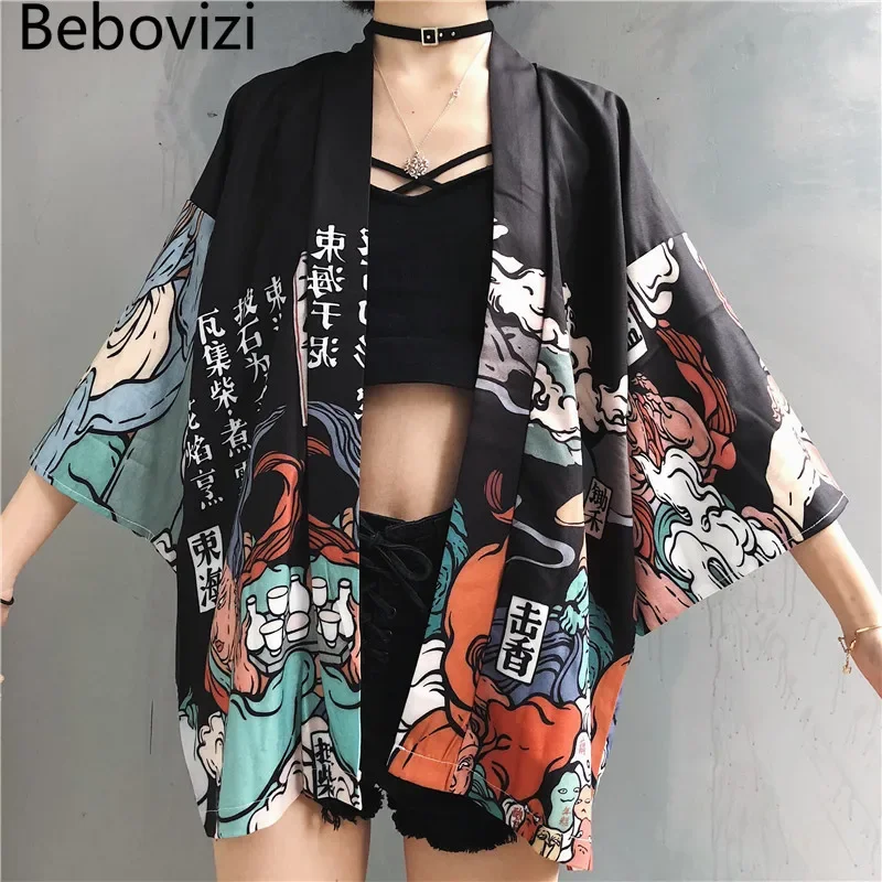Japanese Kimono Cardigan Shirt Blouse Cosplay Vintage Yukata Summer Beach Robe Clothes for Women